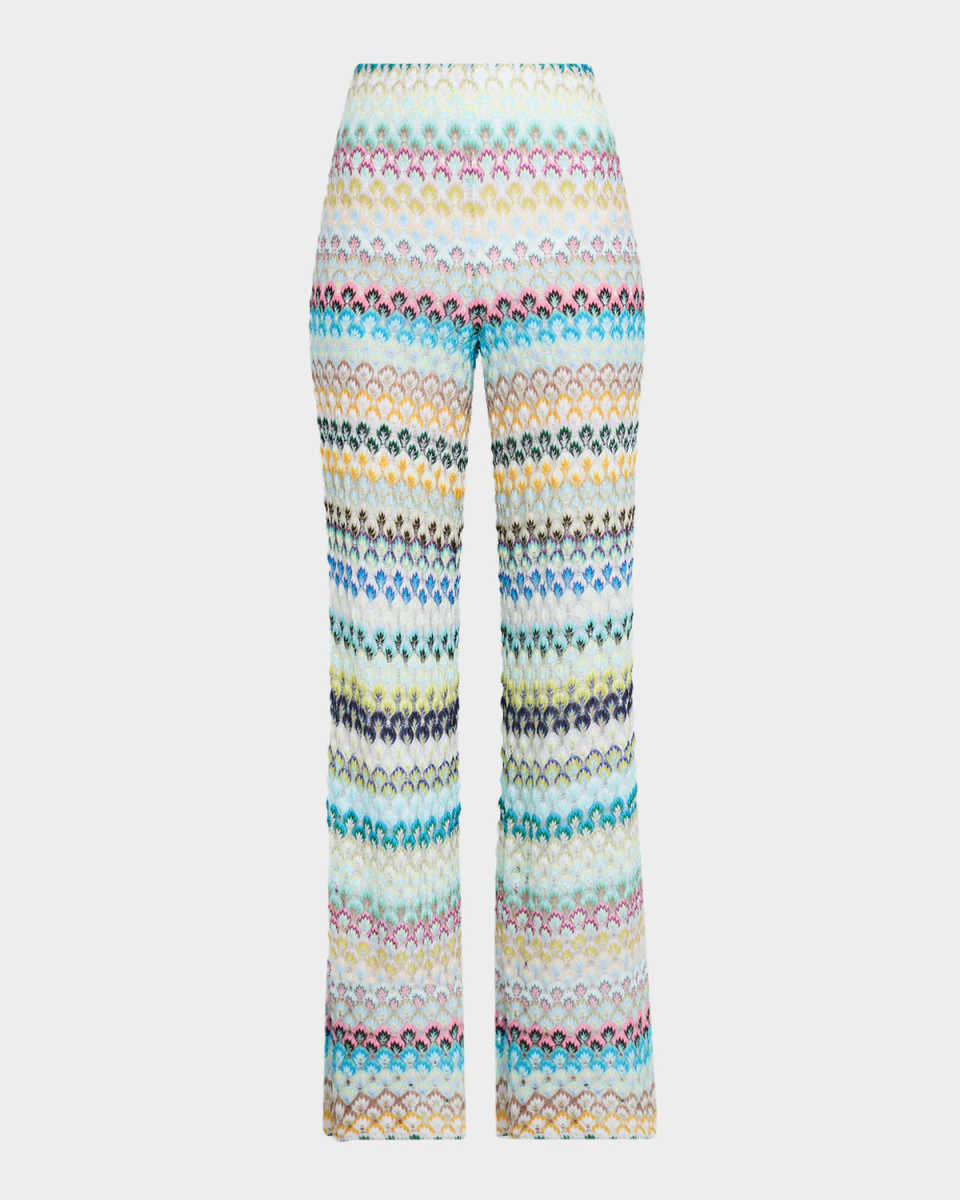 Abstract Floral Lace Wide-Leg Trousers